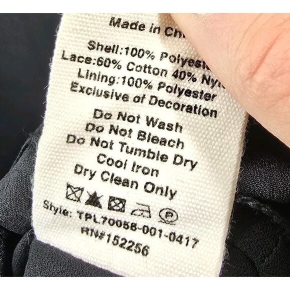 Avec Les Filles Dress Womens Large Black Lace Circle Front Zip V Mini Shift - Picture 10 of 12